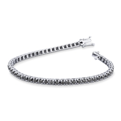 Bracelet Tennis Or 750 avec diamants noirs