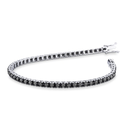 Bracelet Tennis en Or Blanc 18k avec Diamants Noirs sur Or Brun