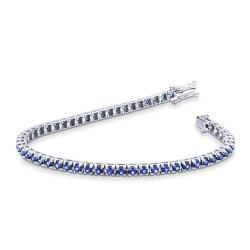 18k white gold tennis bracelet with blue sapphires