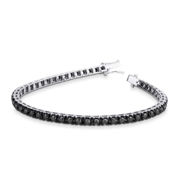 Burnished top tennis bracelet with black diamonds