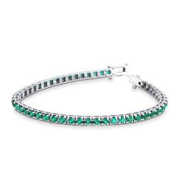 Tennis bracelet in 18k white gold with emeralds