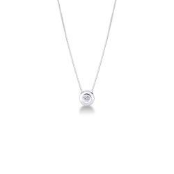 Colgante solitario con diamante engastado a bisel 0.04 quilates oro blanco 18 kilates