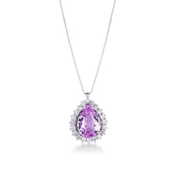 Saphir rosa Kette Damen mit Diamanten Weissgold 750