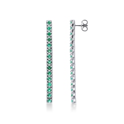 18k white gold drop tennis earrings with emeralds