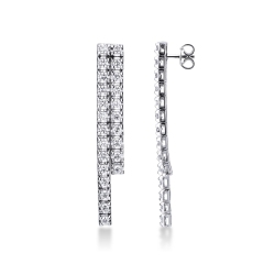 Boucles d'oreilles en or blanc 18k à 2 rangées de diamants 