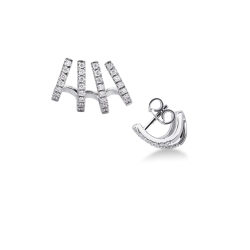 Pendientes en oro blanco 18k con cuatro filas de diamantes