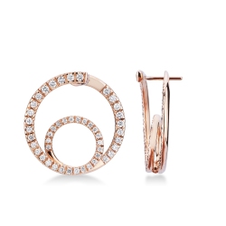 Rose gold 750 double hoop earrings with diamonds