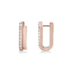 Boucles d’oreilles semi rectangulaires en or rose 18k avec diamants