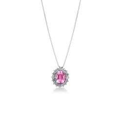 Saphir rosa Kette Damen mit Diamanten Weißgold