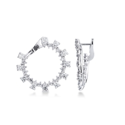 Diamond hoop earrings in white gold 18k
