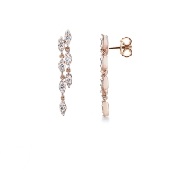 Pendientes colgantes en oro rosa de 18k con diamantes