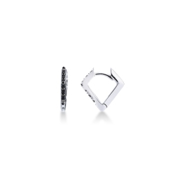 White gold 18k rhombus black diamonds and burnished tips 
