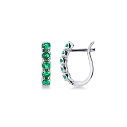 White gold 18k oval earrings with emeralds 