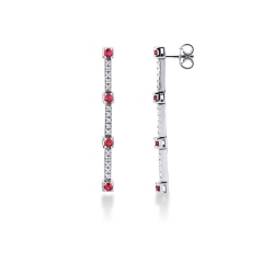 18k white gold alternate tennis earrings with rubies and diamonds