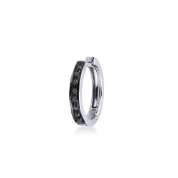 Créole unique en or blanc 18k avec diamants noirs