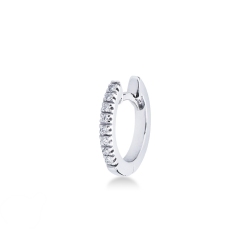 Single hoop earring with diamonds in 18kt white gold