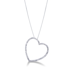 Weißgold Kette mit Herzanhänger aus Diamanten 