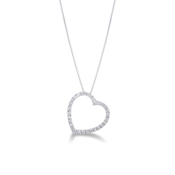 Collier cœur avec pendentif en or blanc 18k et diamants