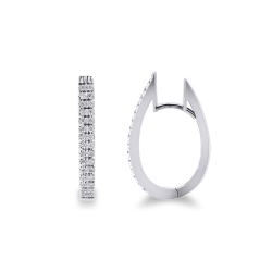 18k white gold oval double diamonds rows earrings 