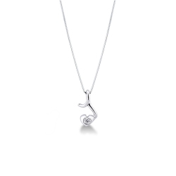 18k white gold fancy heart solitaire necklace with diamond