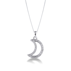 Half moon pendant with diamonds