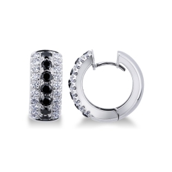 18k white gold hoop earrings with black and white diamonds 