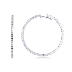 White gold 18k hoop earrings with internal and external diamonds 