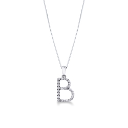 Weissgold Buchstabe Kette B mit Diamanten
