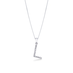 White gold 18k pendant with letter L in diamonds 
