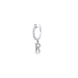 Single pendant in white gold and diamonds letter R