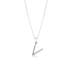 Weißgold Kette mit Diamant Buchstabe V