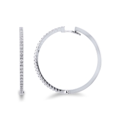 Pendientes de aro grandes con diamantes oro blanco 18 kilates