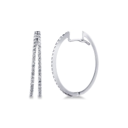 Boucles d'oreilles ovales à 2 rangées en or blanc 18k avec diamants