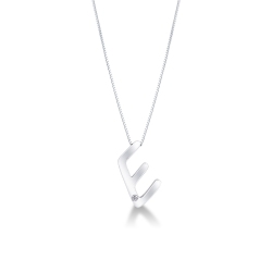 Necklace with a letter E in white gold with diamond