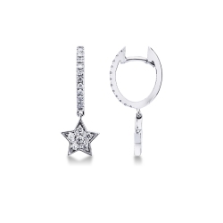 White gold 18k diamond star earrings 