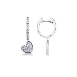 White gold 18k earrings with diamonds heart 