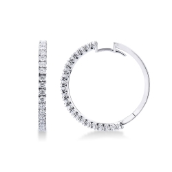 Boucles d'oreilles cercle en or blanc 18 carats avec diamants tot 1,50 ct