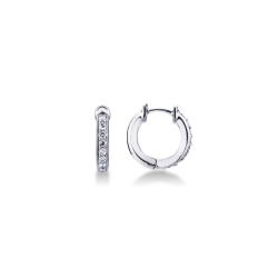18k white gold hoop earrings with diamonds, 0,12 ct