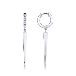 Hoop earrings with pendants in white gold 18k and 0,14 ct diamonds