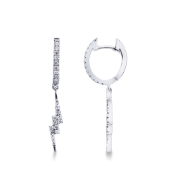 Pendientes en oro blanco en forma de rayo