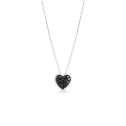 Black diamonds pavè heart necklace in white gold 18k