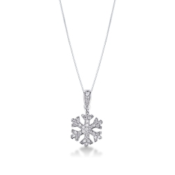18k white gold snowflake pendant with diamonds