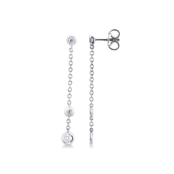 18k white gold drop earrings with diamonds, cm 3,5 