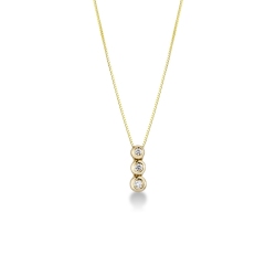 18k yellow gold necklace with trilogy diamond pendant