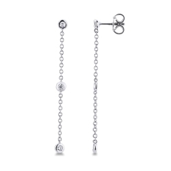 Pendientes oro blanco de 18k con diamantes, cm 4