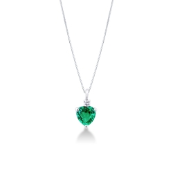 Emerald and diamond pendant in 18k white gold