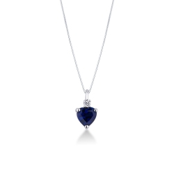 Collana con ciondolo a cuore in zaffiro blu e diamante