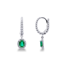 White gold 18k drop earrings with emeralds pendants 