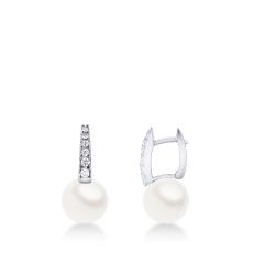 18k white gold earrings with pearls and diamonds 
