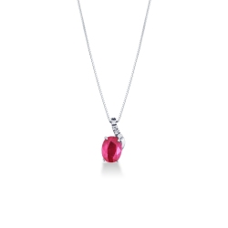 Fancy ruby pendant with round cut diamonds